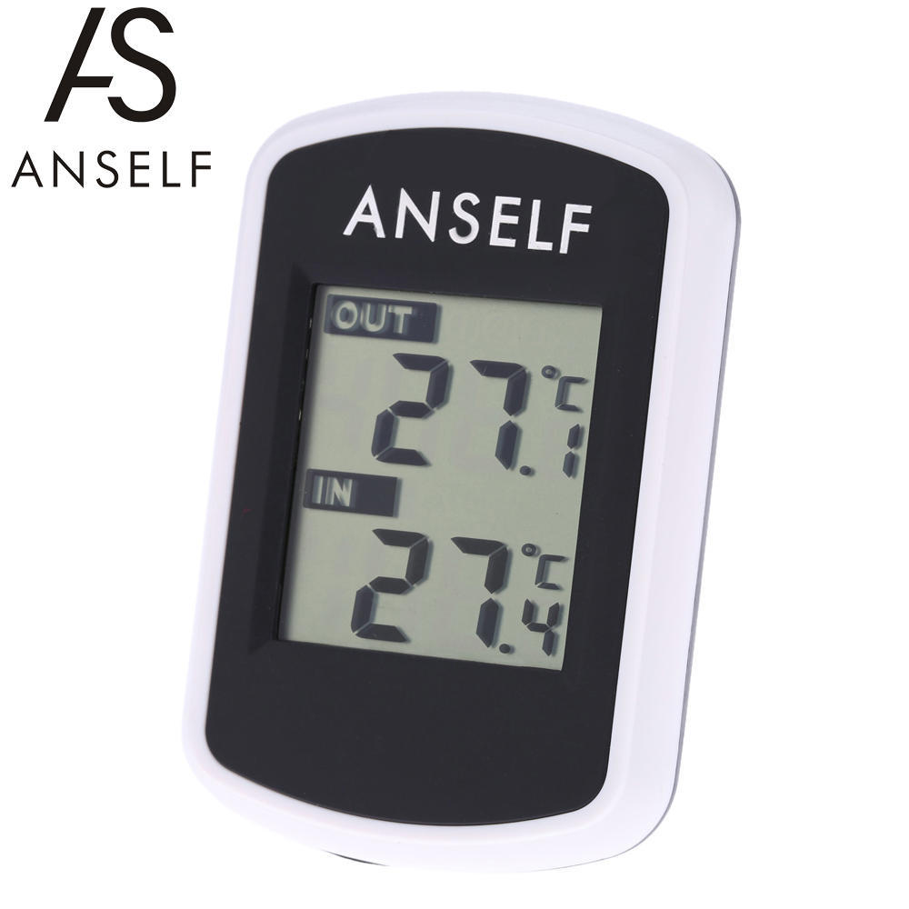 Anself LCD Digital Wireless Indoor Outdoor Thermometer Temperature Measurement Tester