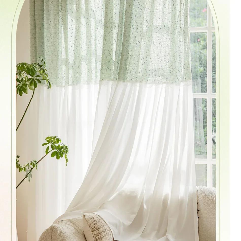 

Французские сетчатые тюлевые шторы с шифоновым кружевом, прошитые, с кулиской для карниза, кухонные, для кафе, гостиной, спальни, шкафа W140xH60cm&Rod Pocket