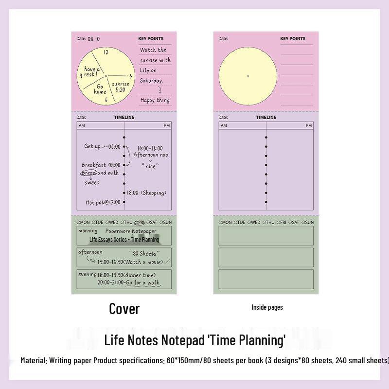 PaperMore Writable Sticky Notes - Book Life Essays Series, Tearable Simple Planner Memo List.