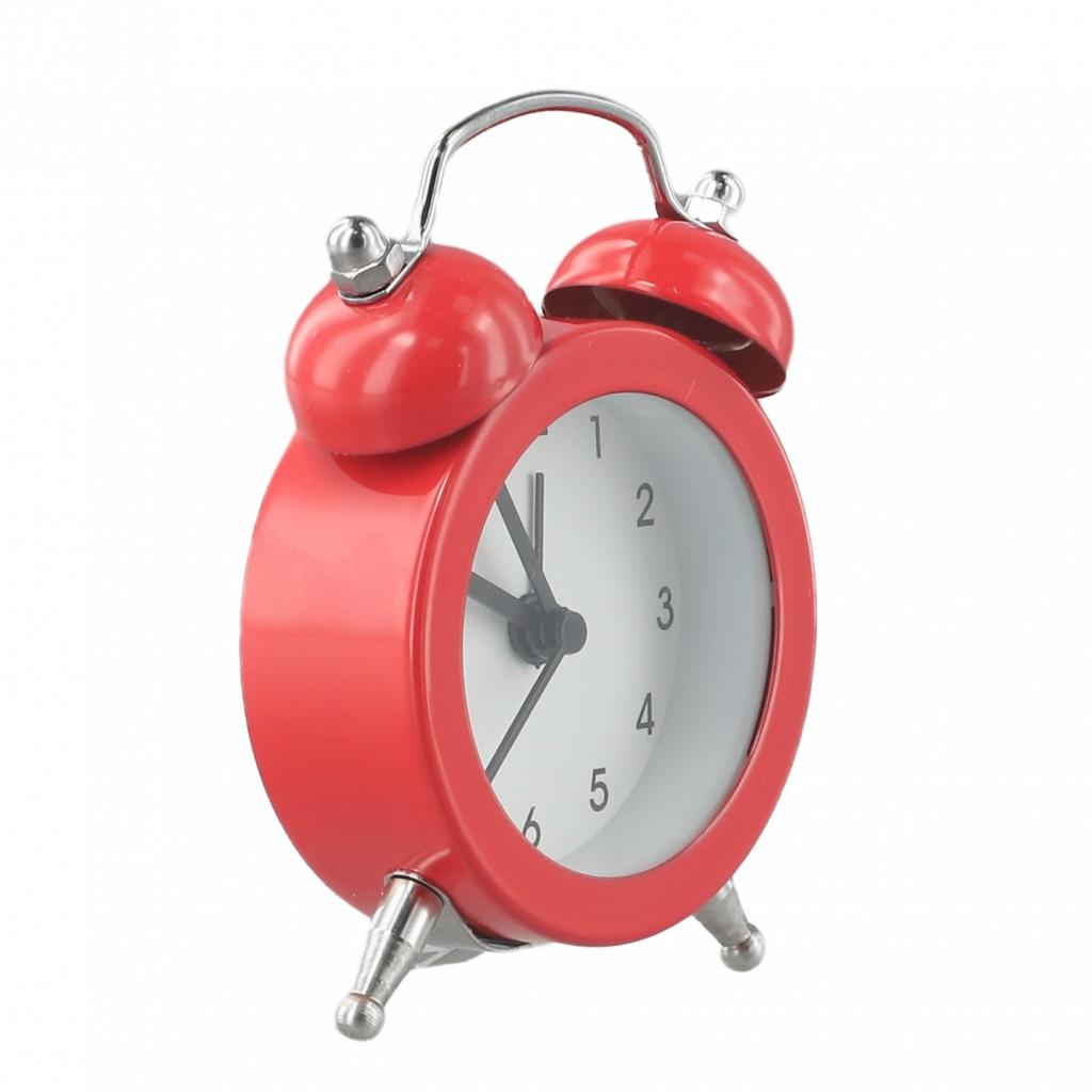 Alarm Clock Classic Double Bell Glass Lens PVC Clock Face