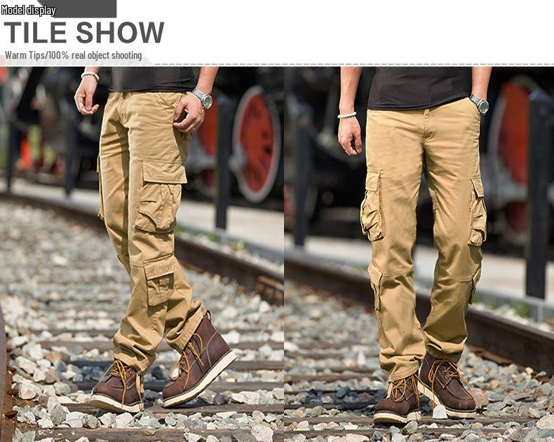 Men's Autumn Multi-Pocket Windproof Workwear Pants - Long, Wear-Resistant, Trendy Casual Trousers
