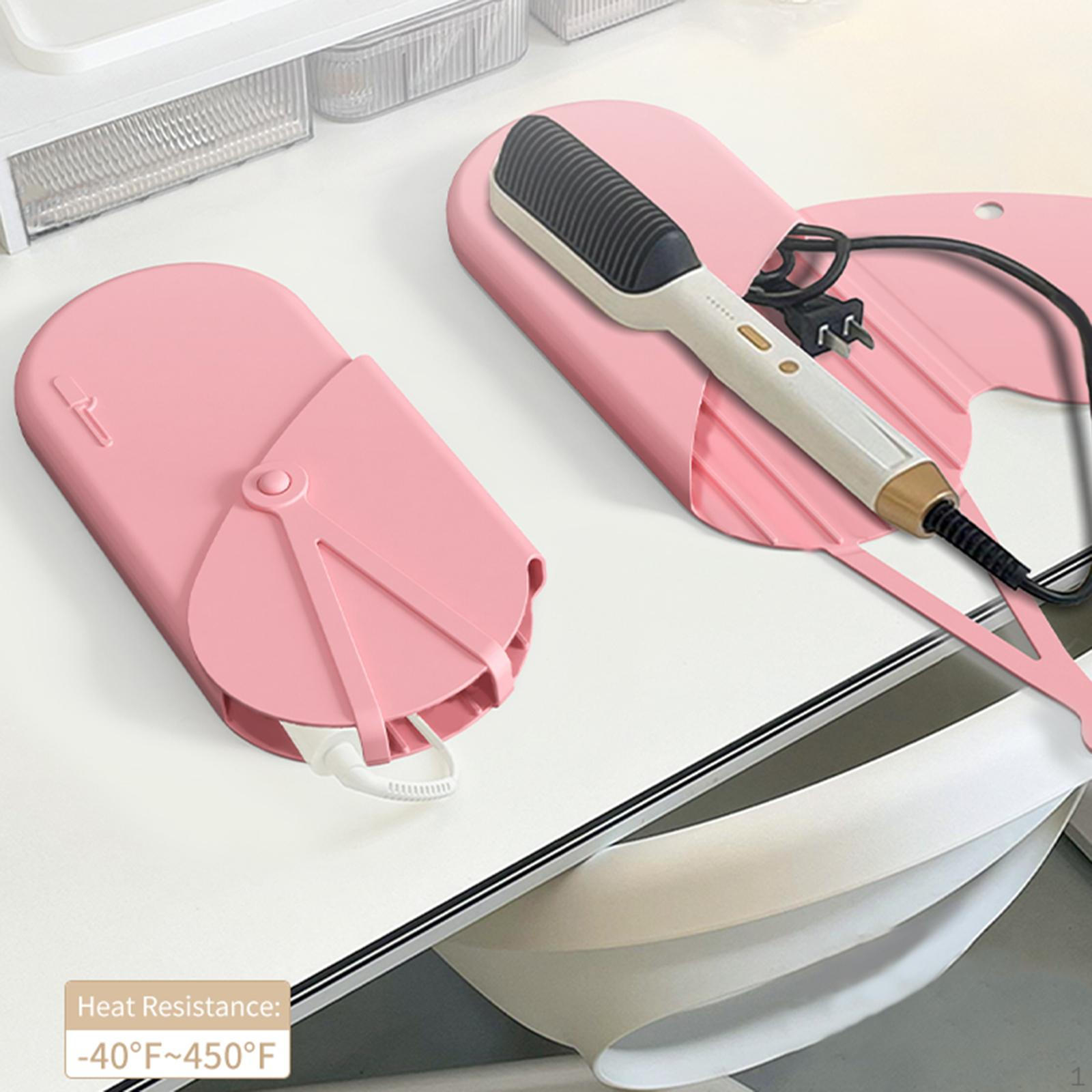 

2 в 1 термостойкий коврик для инструментов для волос, силикон с отверстием для подвешивания, чехол для выпрямителя