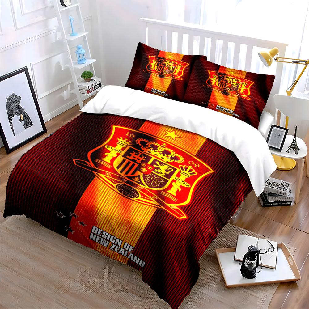 Red-Gold Crowned Crest Bedding Bedding Duvet Cover Set Duvet Cover Pillowcases Home Decor (1 * Duvet Cover 2 * Pillowcases, Without Duvet Insert)