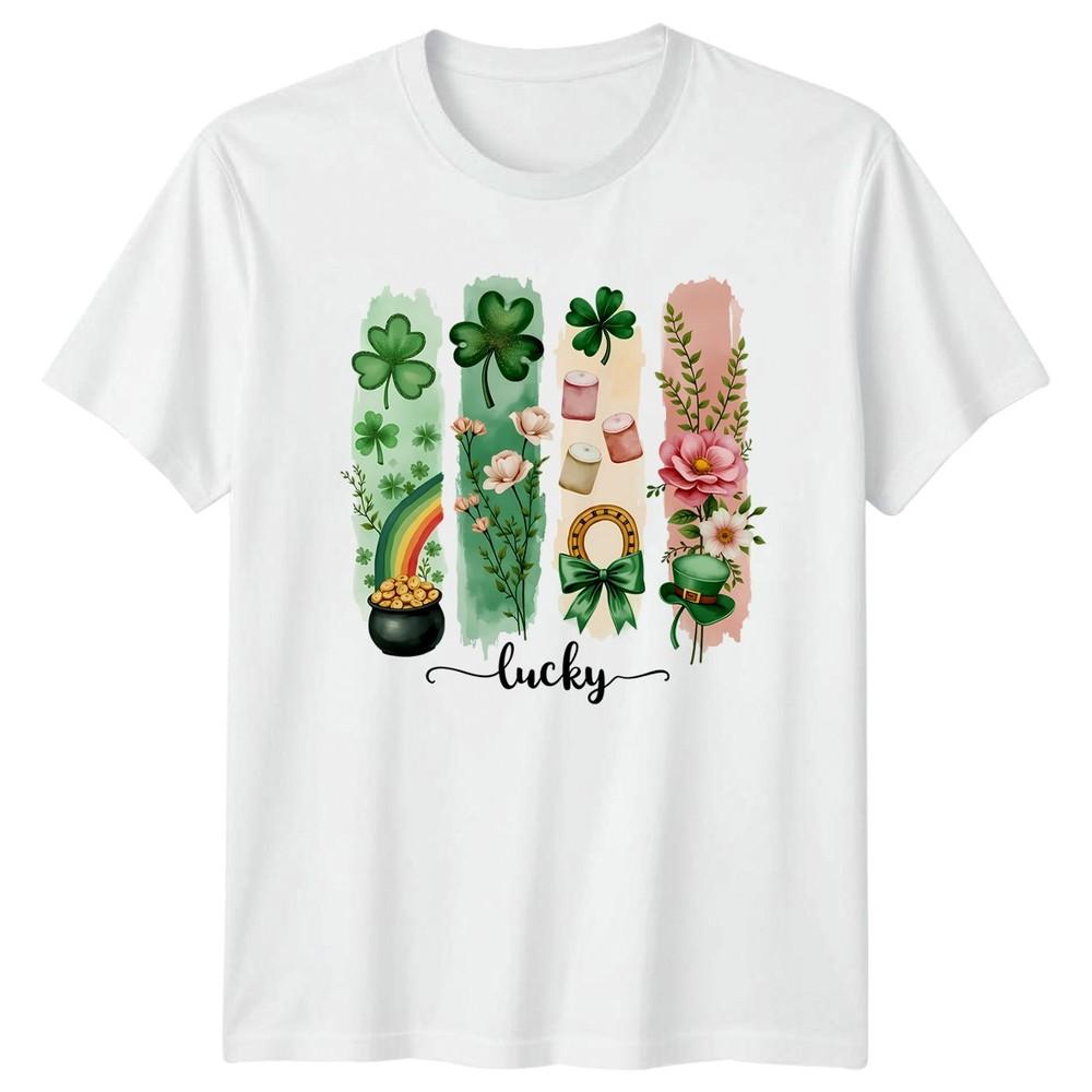 Lucky Unisexs TShirt Floral Watercolor St Patricks Day Gift For Her S
