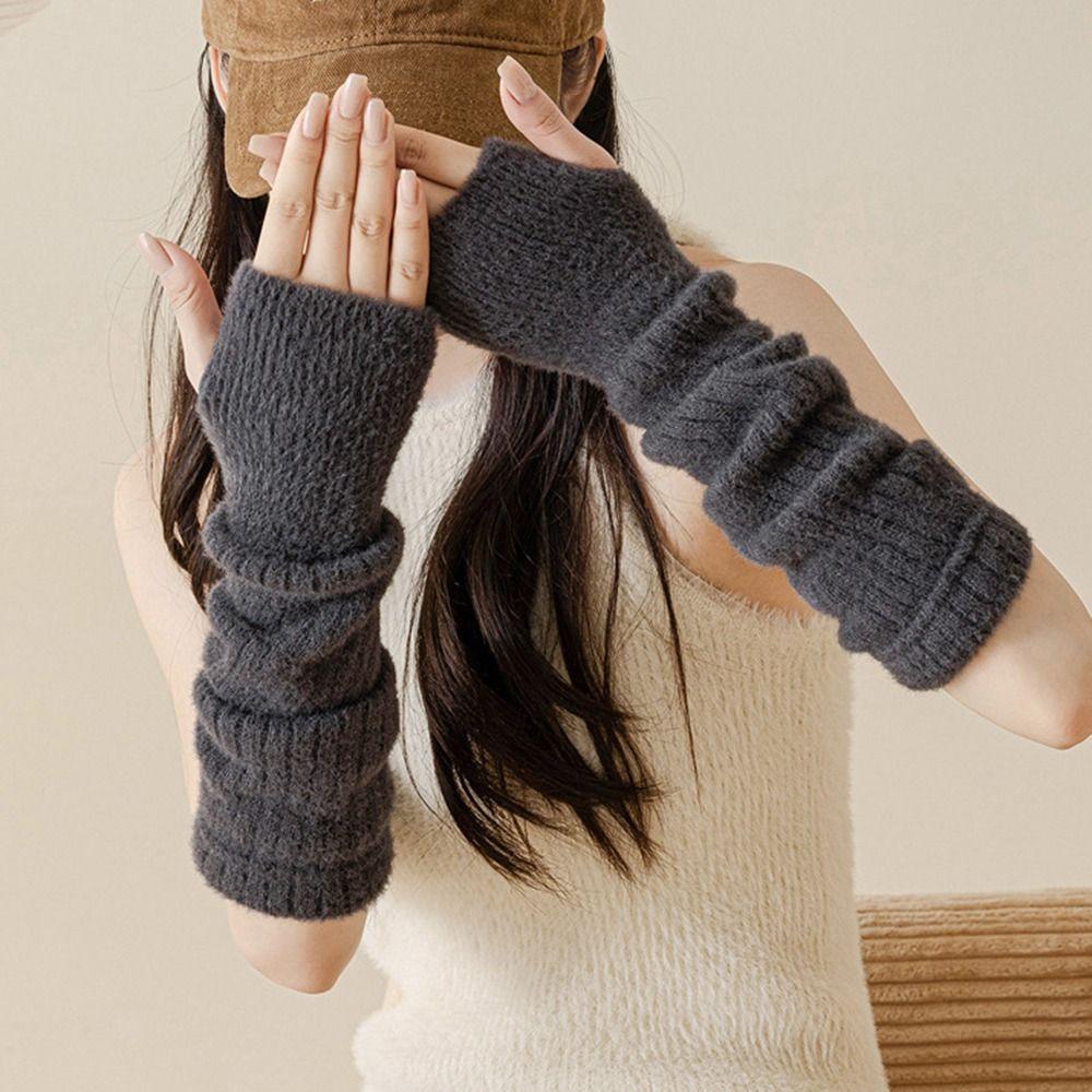 Cold Proof Warm Arm Sleeve Knitted Fingerless Gloves False Sleeves Arm Warmer Gloves  Casual Wear