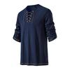 Men's Casual And Fashionable Cotton And Linen Solid Color Round-neck Long-sleeved