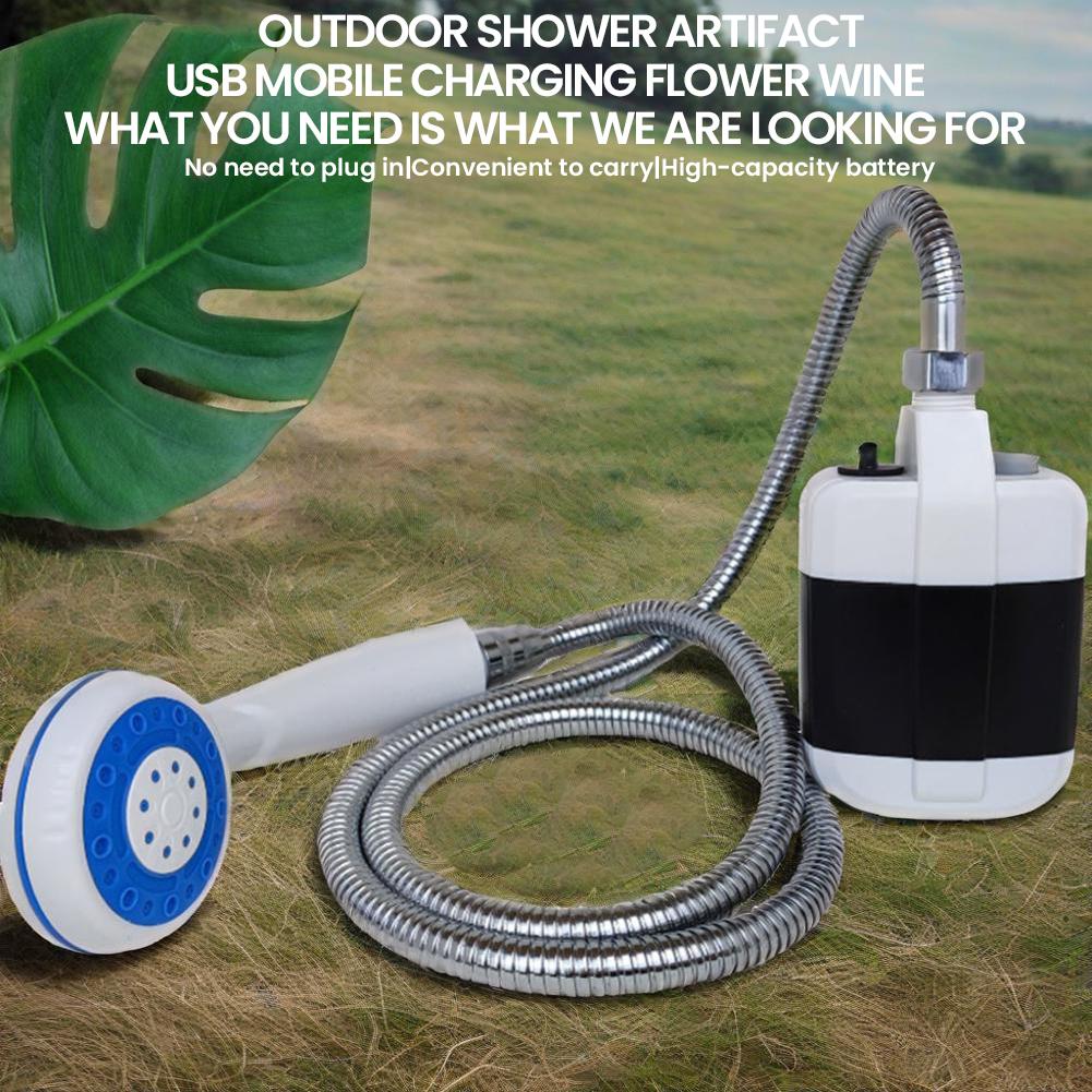 Portable Electric Camping Shower with 1.5M Hose Outdoor Shower Head Sprayer Multiple Camping Spray Pump Shower for Hiking Travel