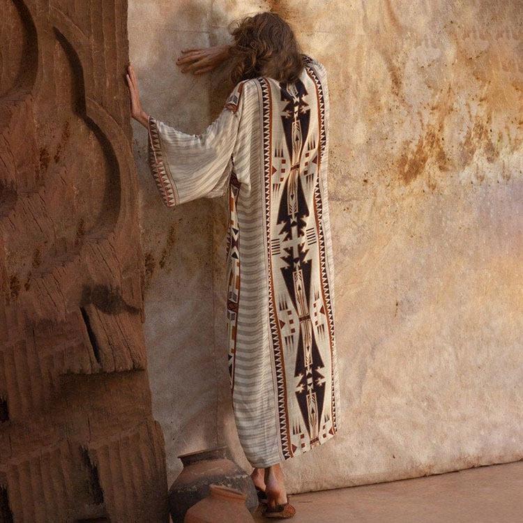 

Кардиган из вискозы с принтом в европейском и американском стиле с поясом - Сексуальная пляжная накидка One Size