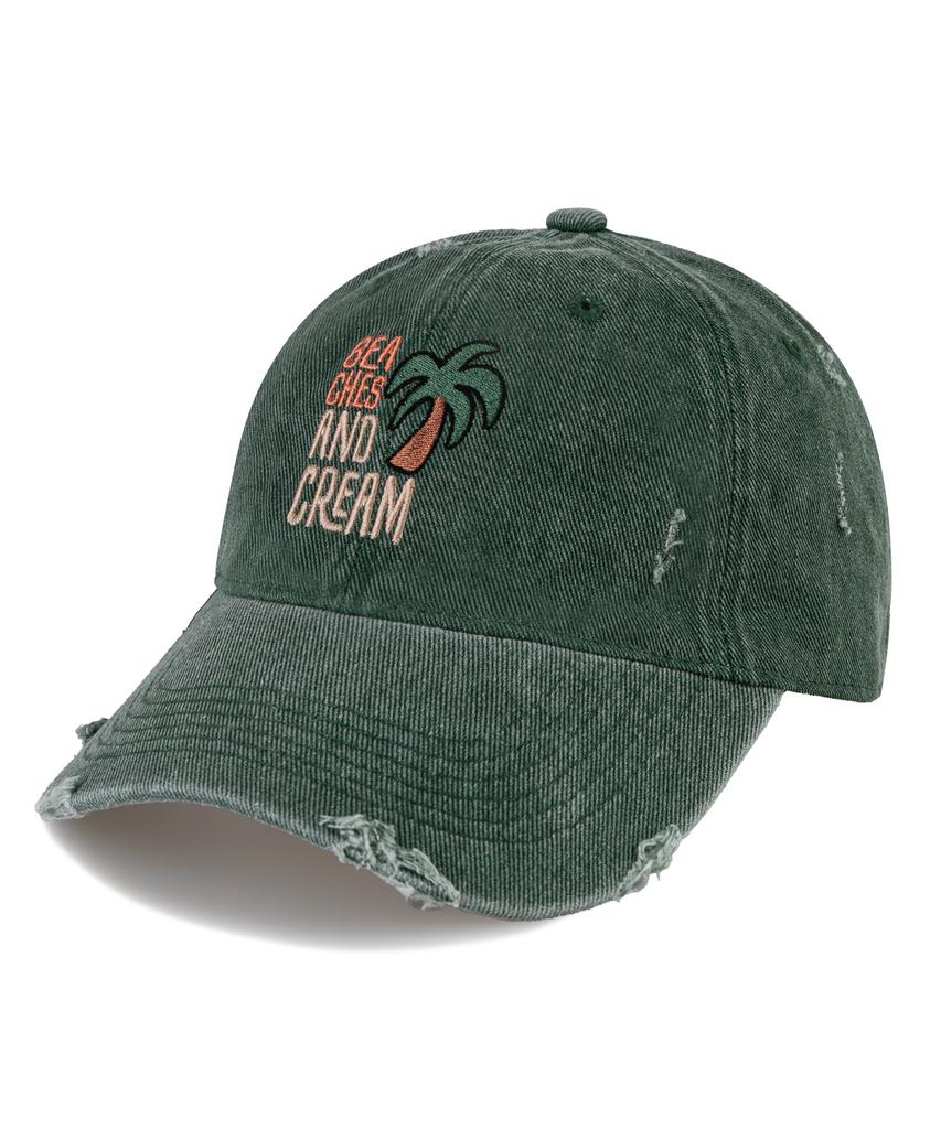 Bichiseuaenkeulim Palm Tree Pigment Damage Ball Cap-Green