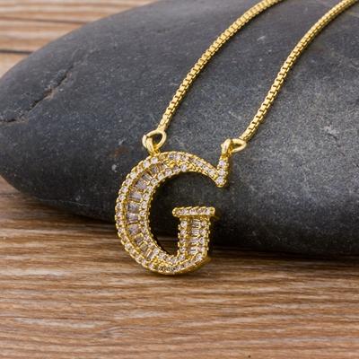 Nidin Light Luxury A-Z 26 Letters Necklace Zircon Pendant for Women Initials Name Necklace Fashion Party Wedding Jewelry Gift