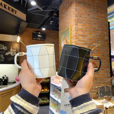 Nordic Style Simple Line Relief Texture Ceramic Mug Coffee Cup Water Cup Milk Cup Large Capacity