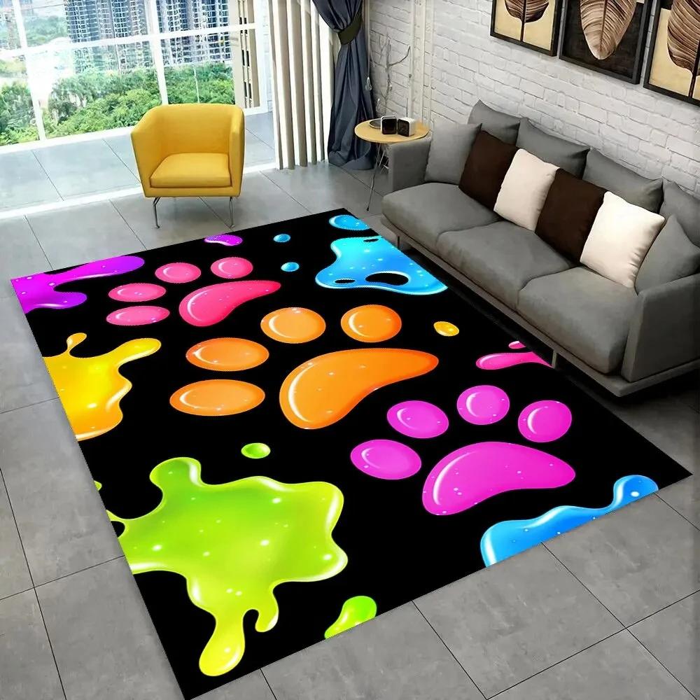 Pets Footprint Sole Series 3D Area Rug Large, Kids Non-slip Floor Mat Carpet Rug for Living Room Bedroom Sofa Doormat Decoration