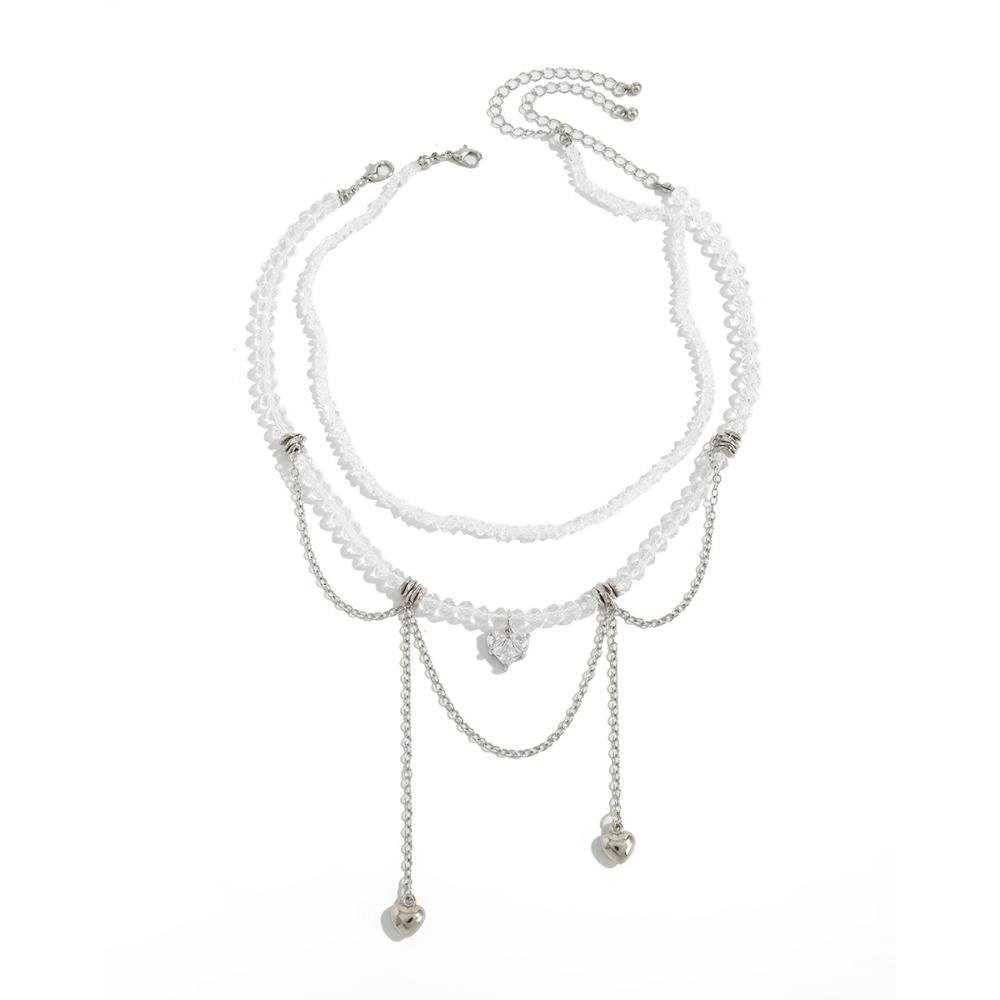 Heart-shaped Choker Necklace Irregular Crystal Necklace Vintage Chain Necklace  Jewelry Accessories