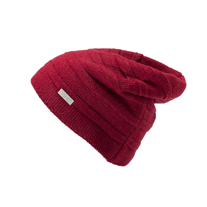 

Unisex Wool Knit Fleece-Lined Slouchy Hat with Ear Protection Adjustable