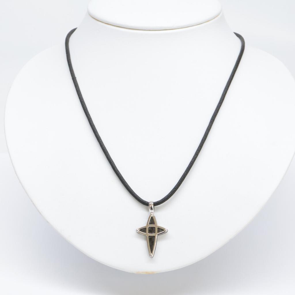 CHIMENTO 750 Carbon Cross Code Necklace White goldUsed
