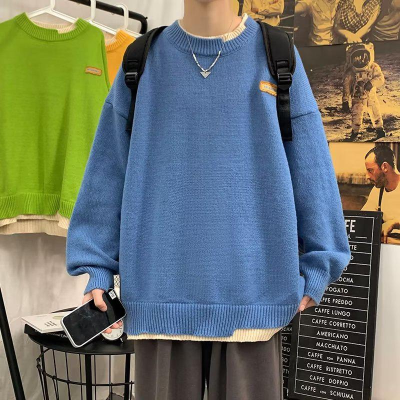 Men's Trendy Loose Knit Sweater - Warm Autumn/Winter Round Neck Pullover Cardigan
