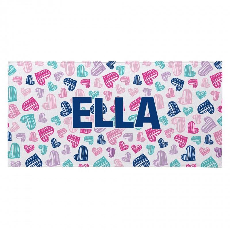 

Personalized Flowers Beach Towels Girls Trip Custom Heart Wave Beach Towel With Name Summer Holiday Vacation Pool Camp Gift 50x100cm