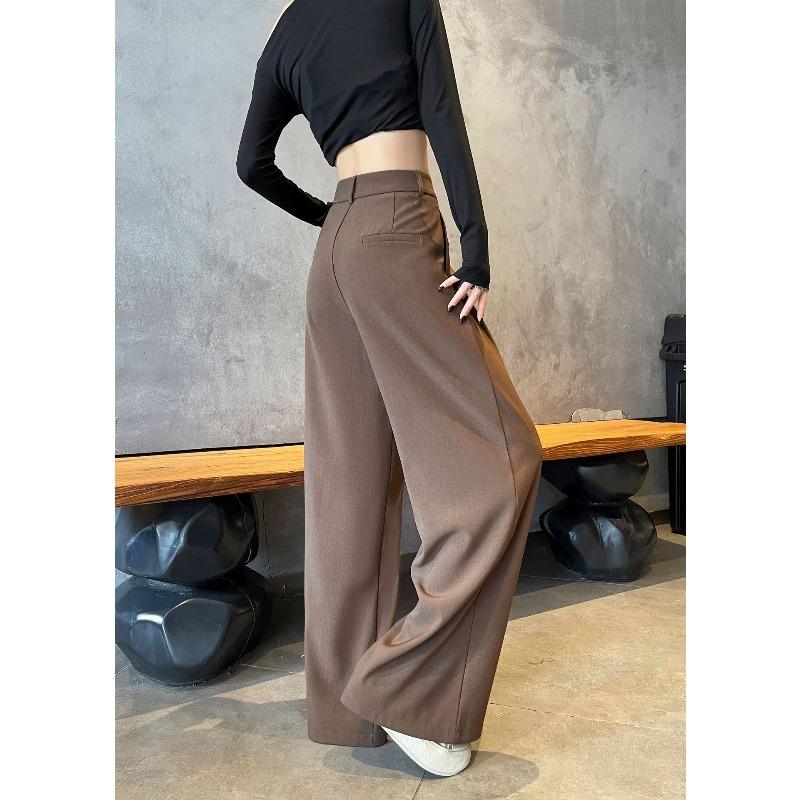 Ai Xuan, white suit wide-leg pants women's loose early autumn versatile black high-waisted casual straight-leg pants