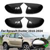 For Renault Duster 2018  -2024 ABS Plastic Car Rearview Side Mirror Cover Wing Cap Exterior Door Trim Adhesive Sticker