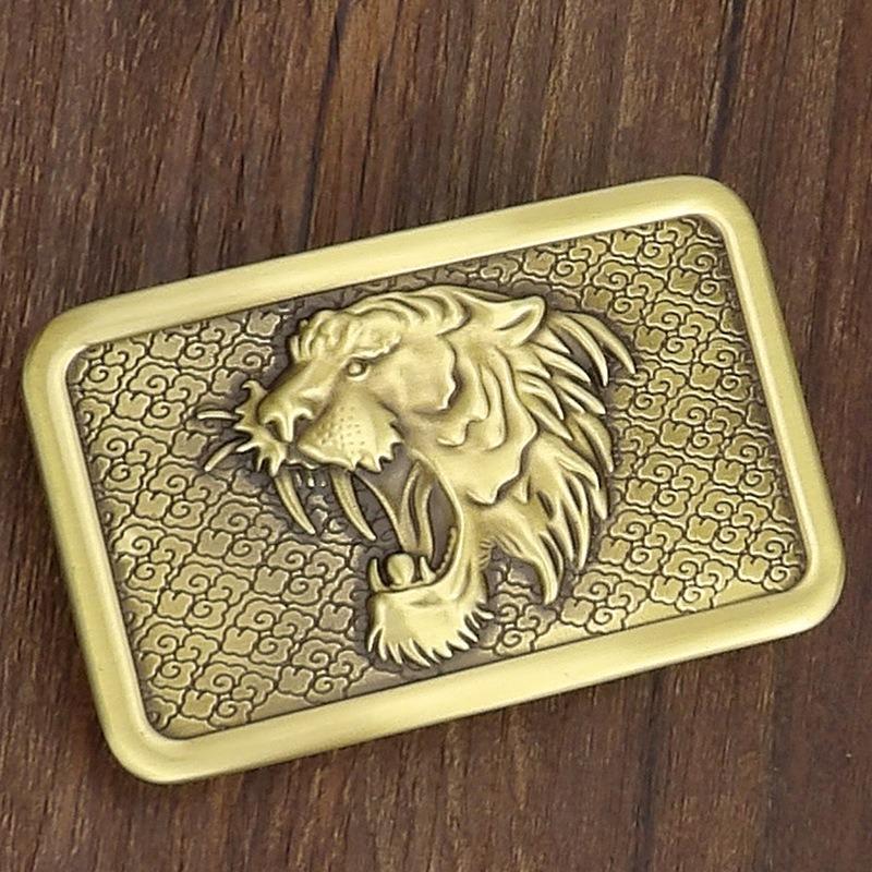 Zodiac Pure Copper Belt, Button Head Men's 3.8 Belt, Head Brass Solid Full Brass Belt Head Clip