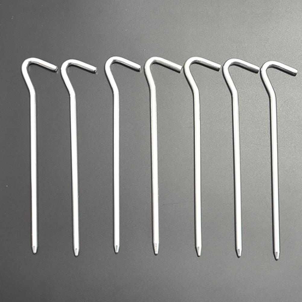 7-shaped Tent Pegs Aluminum Alloy Ground Nail With Windproof Rope Hammer Set Camping Tent Canopy Accessories