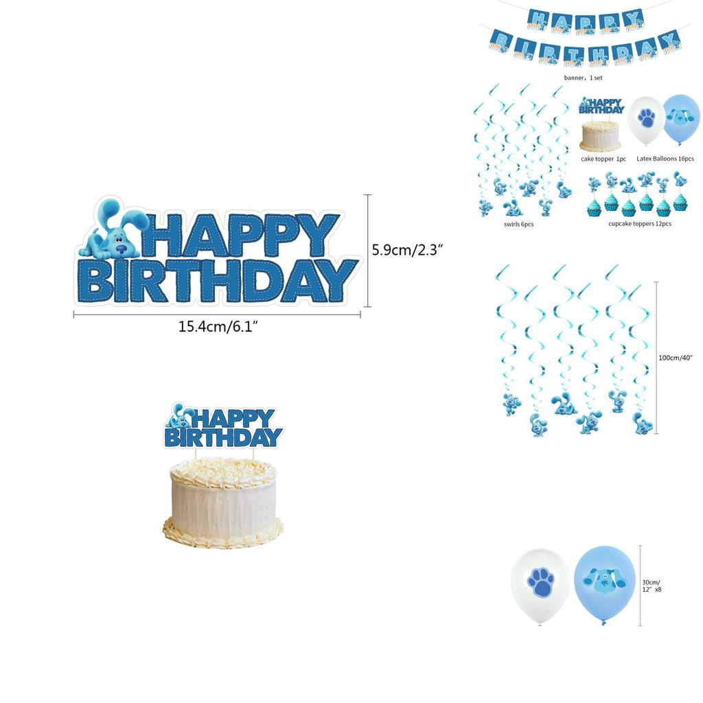 Vibrant Blue's Clues Kids Themed Birthday Party Decor Set With Happy Birthday Banner And Balloons
