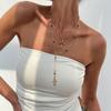 Jewelry 3-piece Set, Diamond-encrusted Cross Chain Necklace Set, Small Flower Crystal Copper-clad Iron Chain Neck Chain.