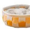 Round Cat Bed Soft Wave Line Braid Double Sided Universal Large Small Dog Bed for Winter Summer Yellow