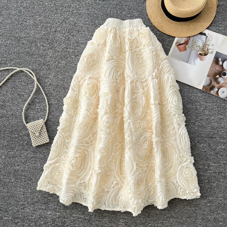 

Elegant French Floral A-Line Skirt - Women s Autumn/Winter High-Waisted Slim Fit One Size абрикосовий