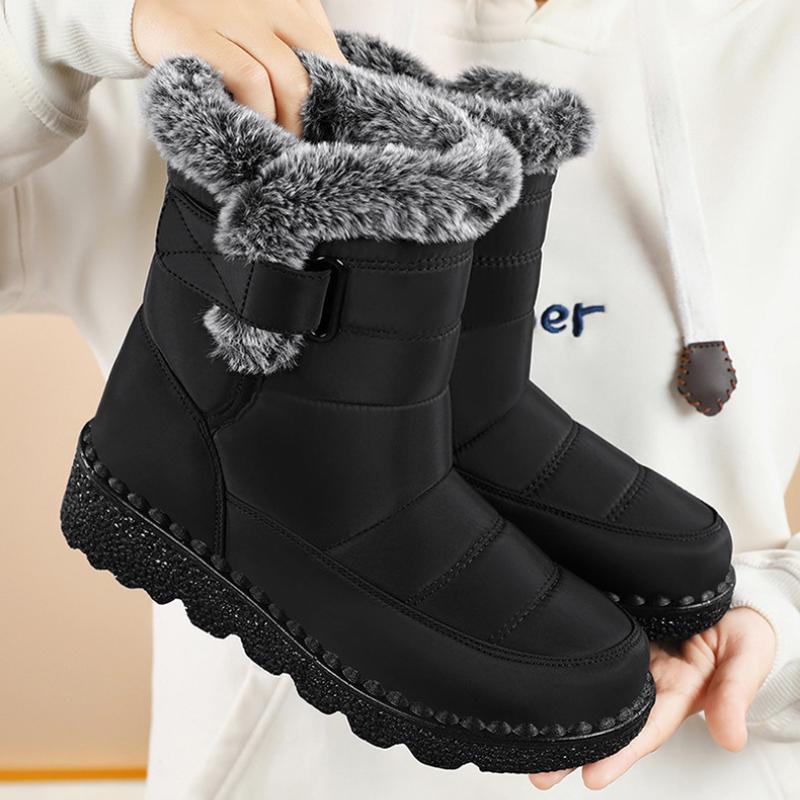 Snow boots, winter women's boots with plush and thick cotton boots, polyurethane long boots, high cut and thick soled cotton shoes