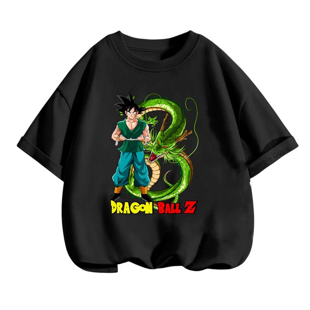 2025 MINISO Summer 4-14 Children  Dragon Ball Z TShirt Son Goku Anime Teen Clothes Fashion Casual T-shirt Boy Clothes Girls Kawaii Kids Tops