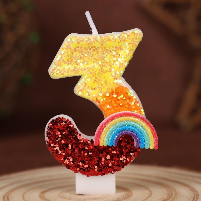 Hope Rainbow Numbers Birthday Candle Cake Party Decoration Birthday Handmade Candles 0-9