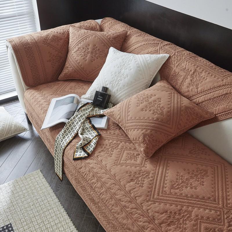 

Простой чехол для диванной подушки с вышивкой, универсальный нескользящий полный чехол, универсальный чехол на спинку для всех сезонов, комбинированная подушка, приятная для кожи 70*70