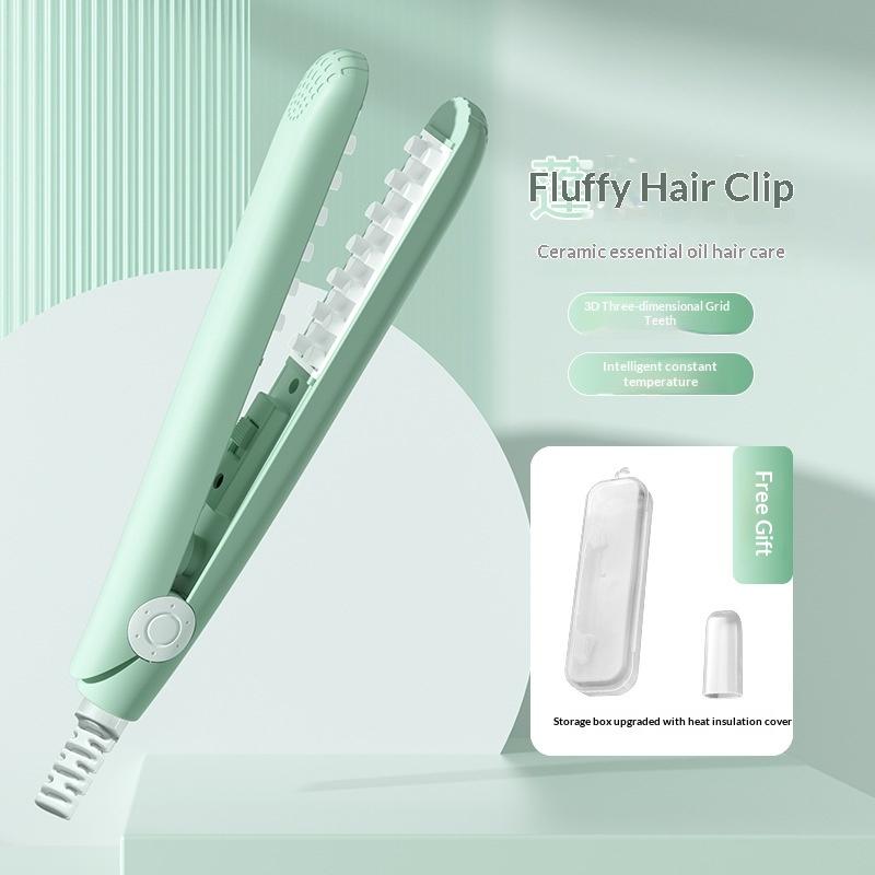 Electric Hair Curling Iron Mini Pink Corrugated Plate Compact Fast Heating Hair Styling Tool for Long Short Hair Travel Home