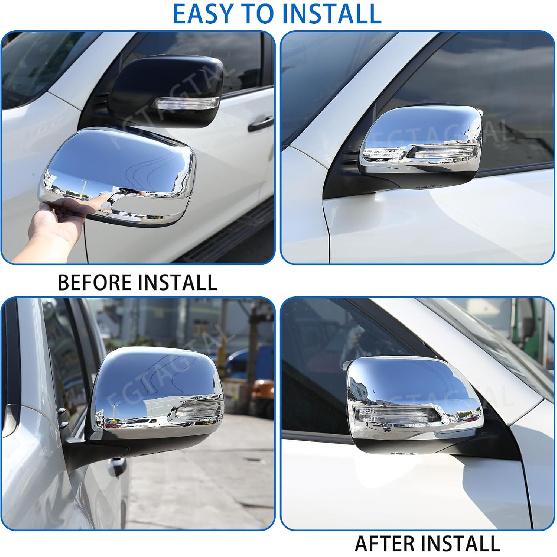 Tür-Rückspiegelkappe Kompatibel mit Toyot@ Land Cruiser Prado FJ150 150 2010-2019, ABS Außen-Seitenspiegelabdeckung Schutzleiste