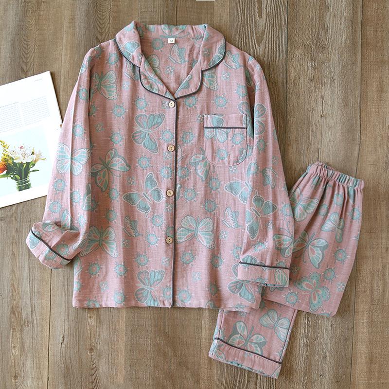 Women's Retro Jacquard Cotton Pajama Set – Spring/Autumn Long Sleeve Casual Homewear