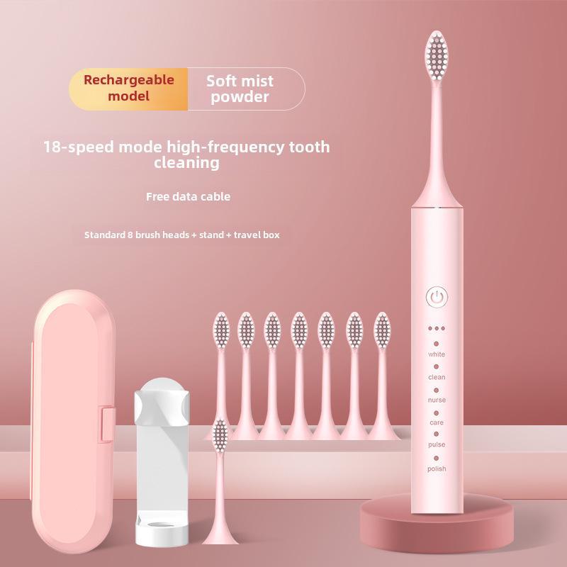 Unisex Rechargeable Ultrasonic Toothbrush with Soft Bristles for Travel and Home Use