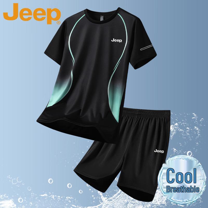 JEEP Men s Summer Ice-Cool Lightweight T-Shirt & Shorts Set L