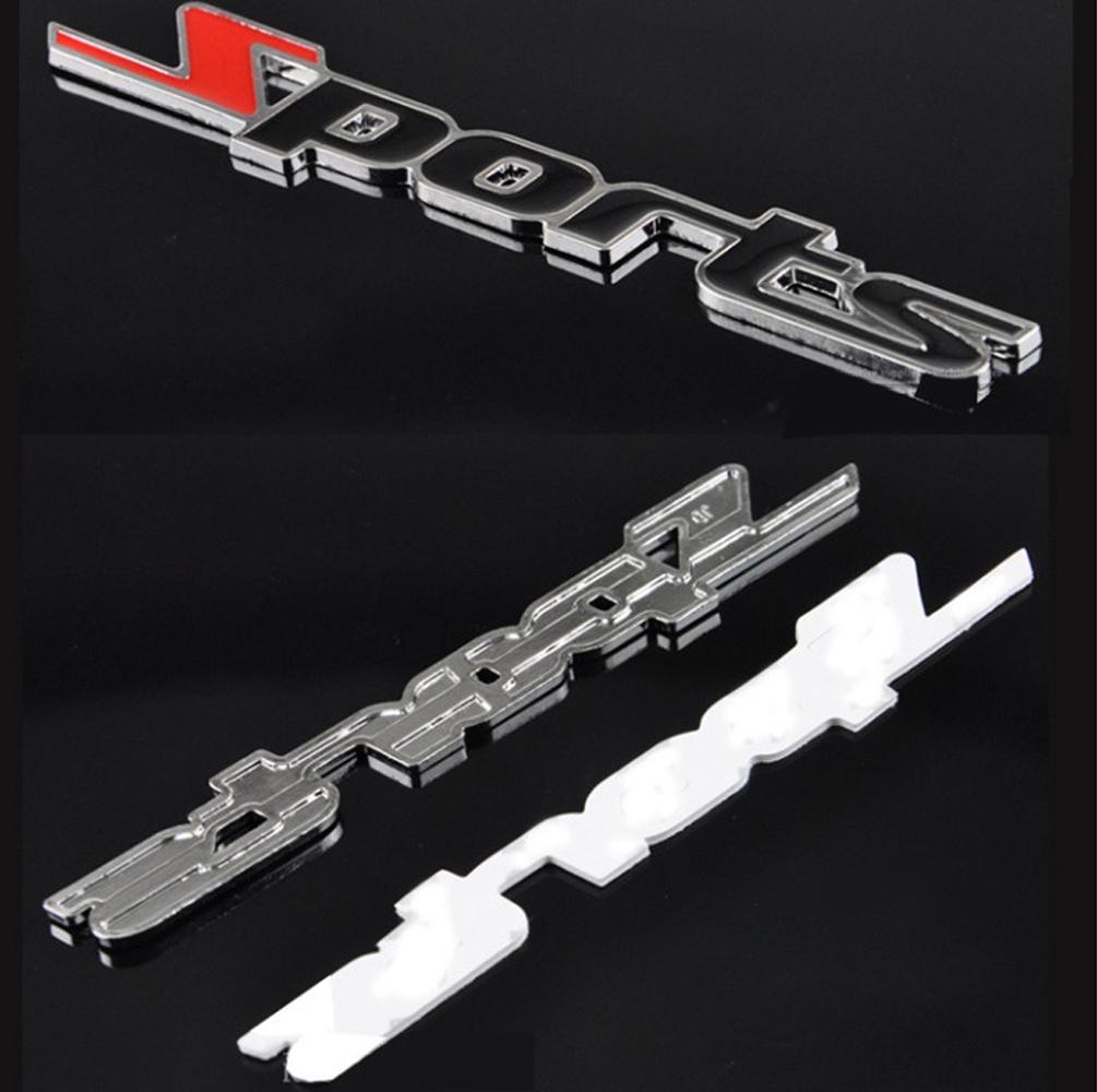 3D Sports Auto Emblem Badge Chrome Metal Hood Back Trunk Sticker Logo Decal Car Tuning Universal Exterior Parts With Sticker