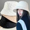 Warm Down Bucket Hat for Women Autumn Winter Windproof Fisherman Cap Solid Color Rhombus Female Panama Sun Hats