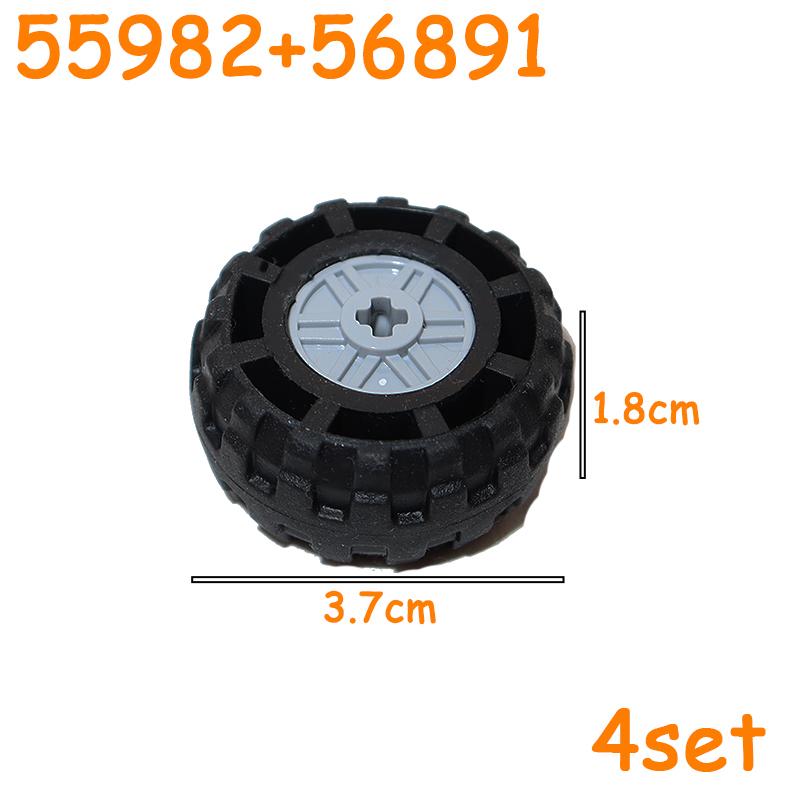 Technical Tire Wheel Car Truck Wheels Hub Block Bricks MOC Motorcycle Tyre Rim Brick Playset 56145 44309 86652 32019 15038 23798