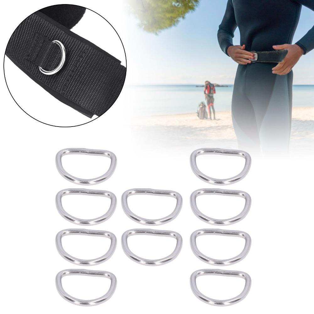 10 Pcs Smooth Welding D Ring Solid Metal Rings  for Camping Belt, Dog Leashes, Macrame