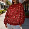 Women's Trendy Christmas Print Crewneck Sweatshirt Lightweight Casual Pullover Top