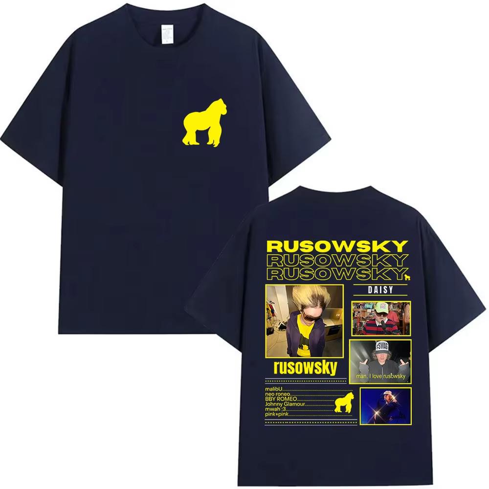2026 Rap Singer Rusowsky Daisys Album Tour Pattern Tshirt Unisexs and Womens HipHop Retro Fashion Cotton Streetwear