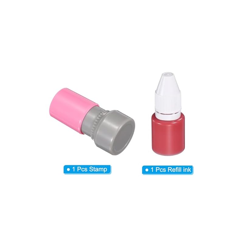 PATIKIL Self-Inking Number Stamp, 10-Digit Stamp with 20mm Number Rings, Notebook Type, Refillable Ink, Pink Case