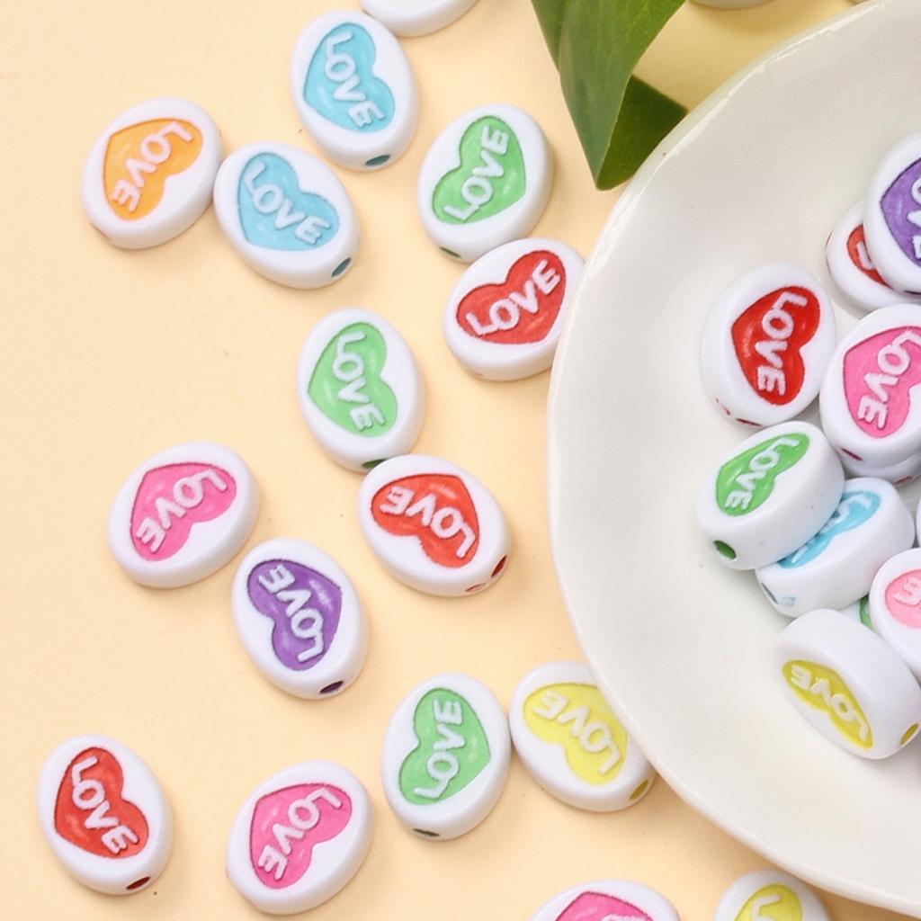 Akrylowe Koraliki Miłości 30szt. Koraliki w kształcie serca 12,5*9,5mm Urocze Luźne Koraliki Przekładkowe Biżuteria na Walentynki DIY Rzemiosło Bransoletka Naszyjnik