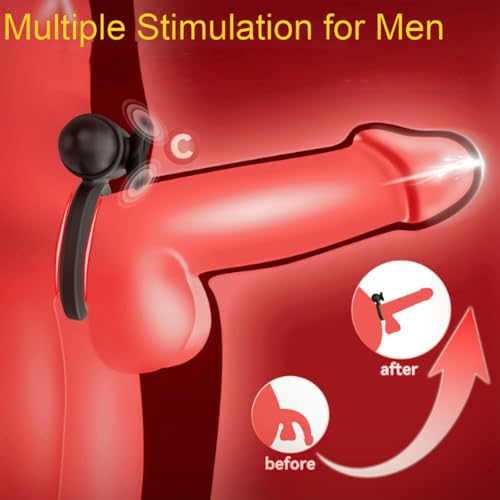 Vibrating Cock Ring with Mini Vibrator, Mikilnqilo Male Sex Toys Penis Vibrator Extender To Enlarge Sleeve Girth, Delay Ejacula