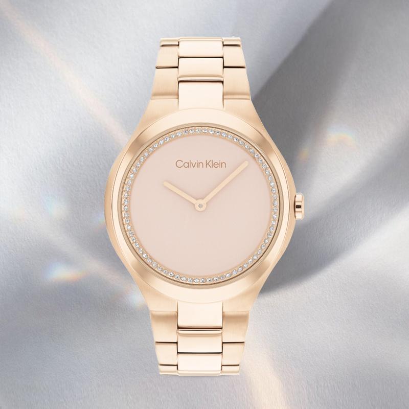 Calvin Klein Eternal Series Watch Quartz Movement Steel Strap 36mm Rose Gold Dial Women's Watch Sparkling Elegance 25200368