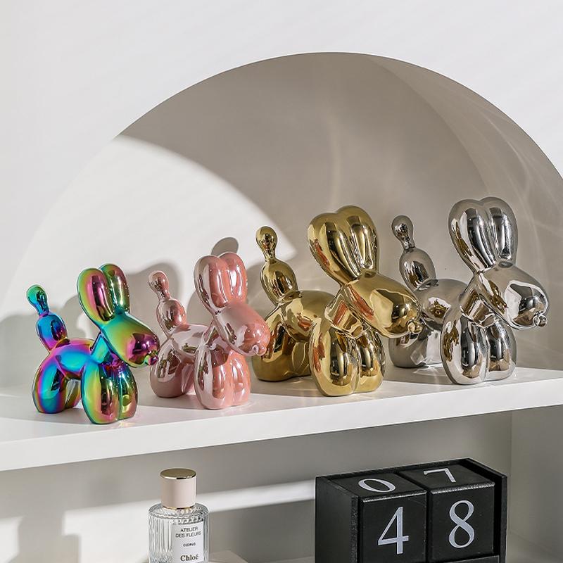 European Ceramic Gold-plated Balloon Dog Decoration Home Decoration Living Room Decoration Creative Animal Desktop Decoration