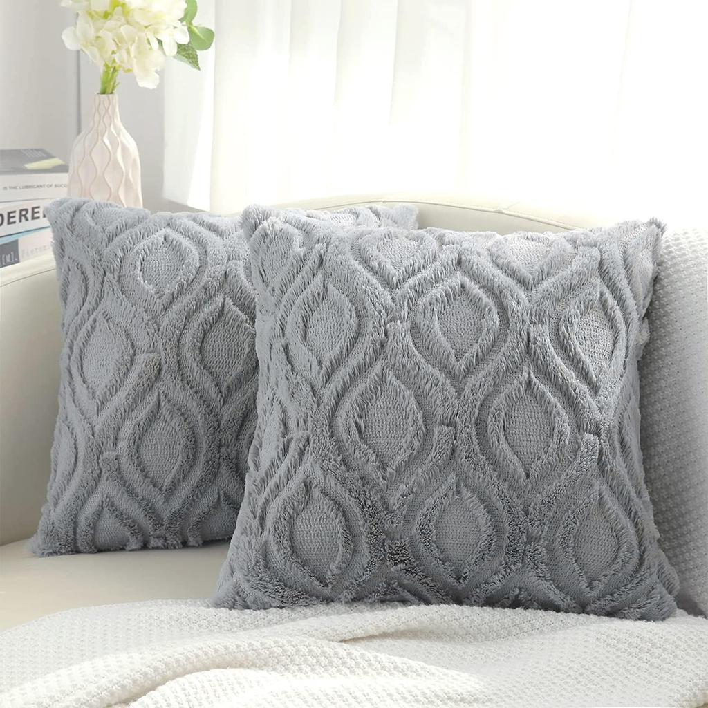 HAPIHAPPY Kissenbezug 45X45 2er-Set Kissenbezug Plüsch Sofa Dekokissenbezug Weich Luxus Für Wohnzimmerdeko